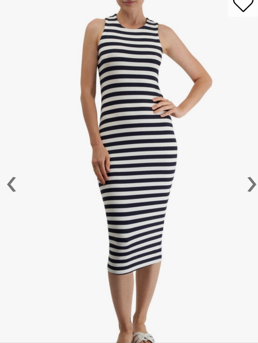 L'agence Nura Navy & White Racerback Midi Dress